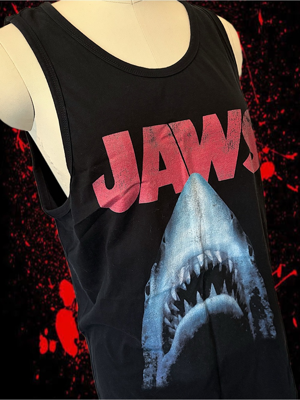JAWS Black Graphic Tank Top XL